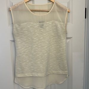 Ann Taylor cream top with sheer detail.